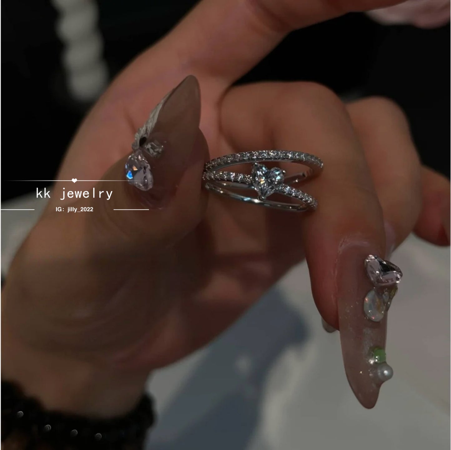 S925 Silver Single Row Ultra Fine Heart Ring
