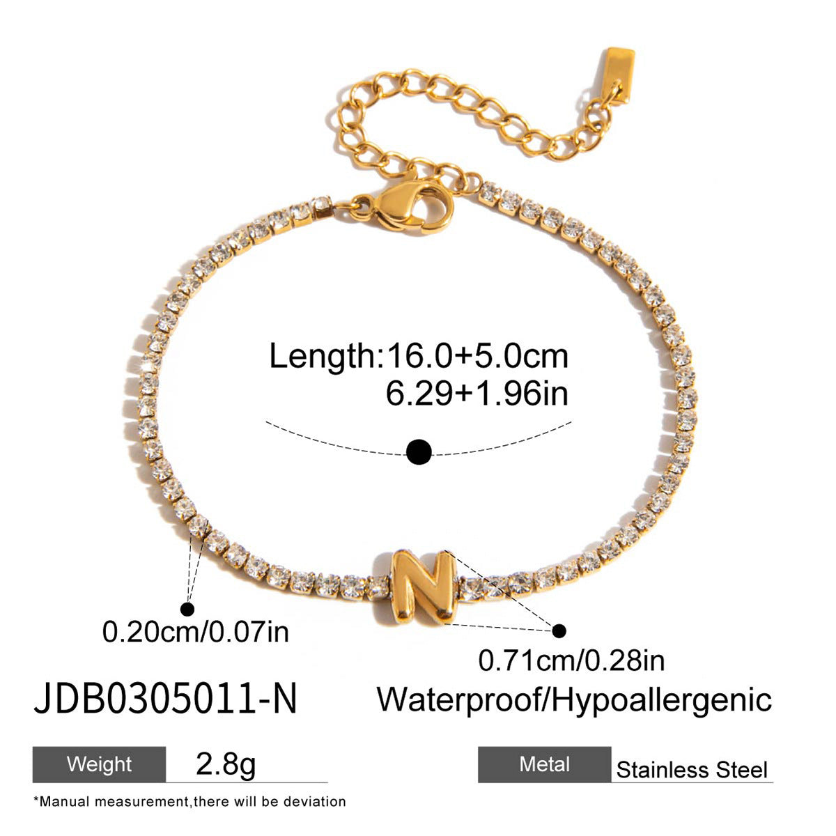 26 small letters full diamond balloon bracelet