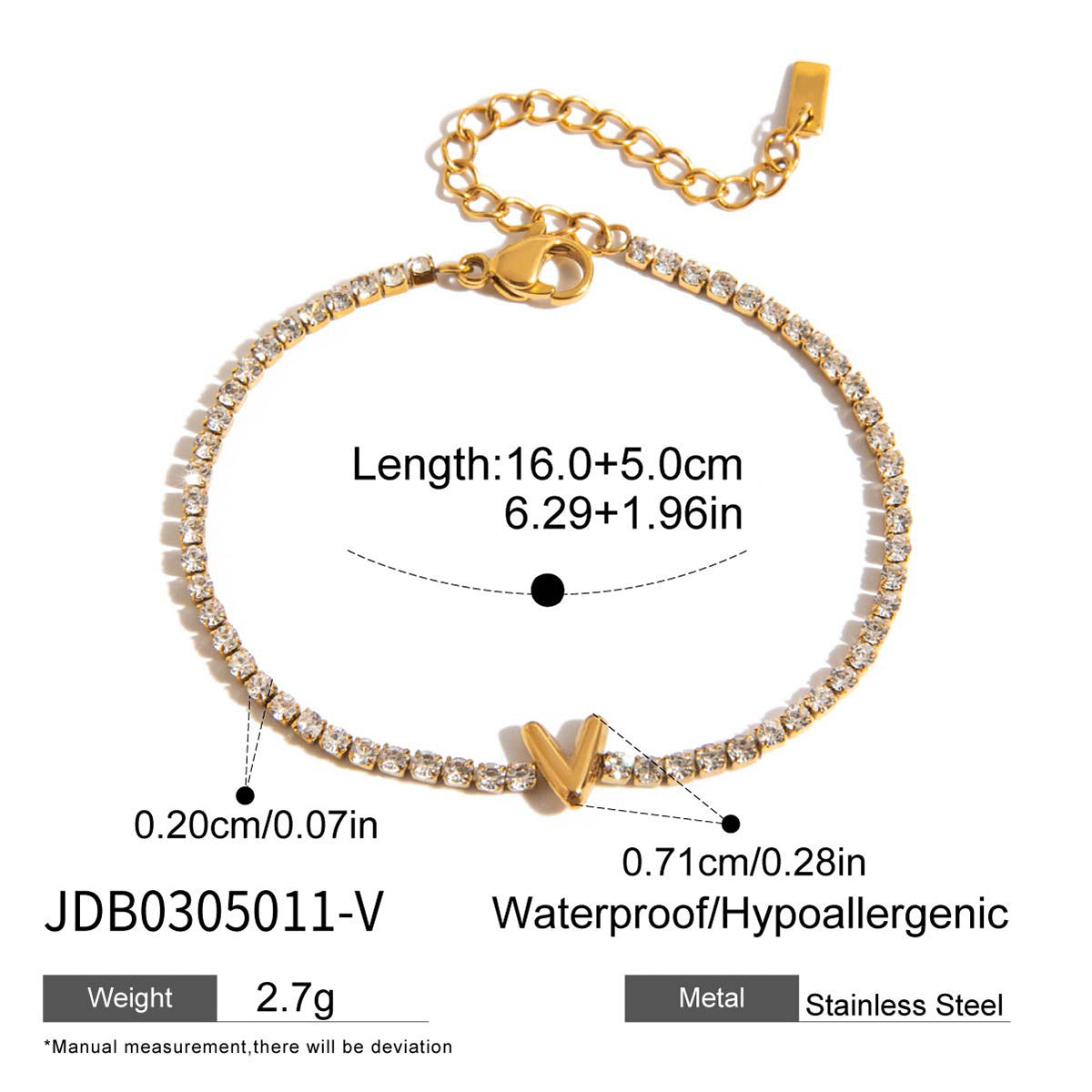 26 small letters full diamond balloon bracelet
