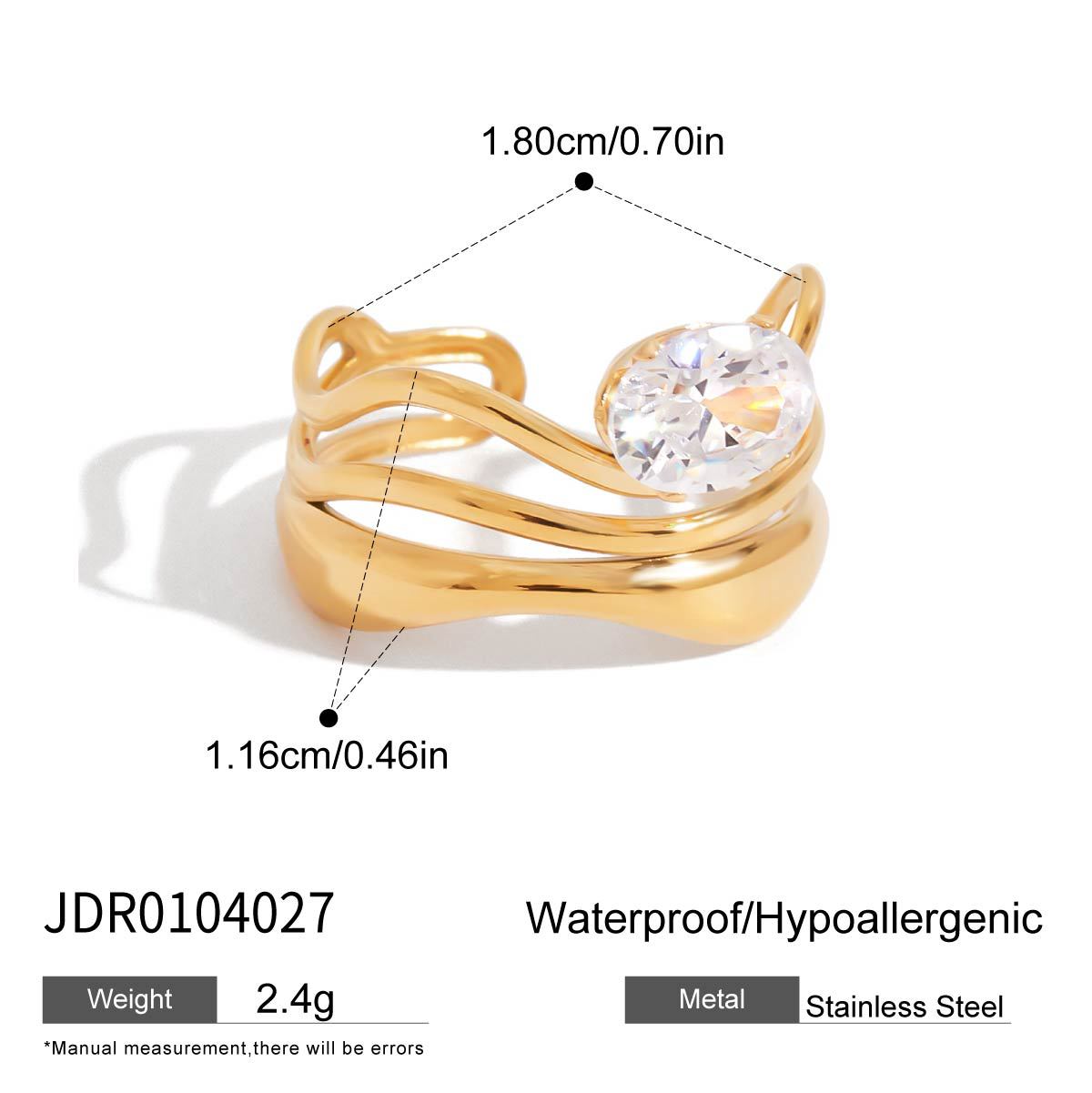 Titanium steel simple zircon ring