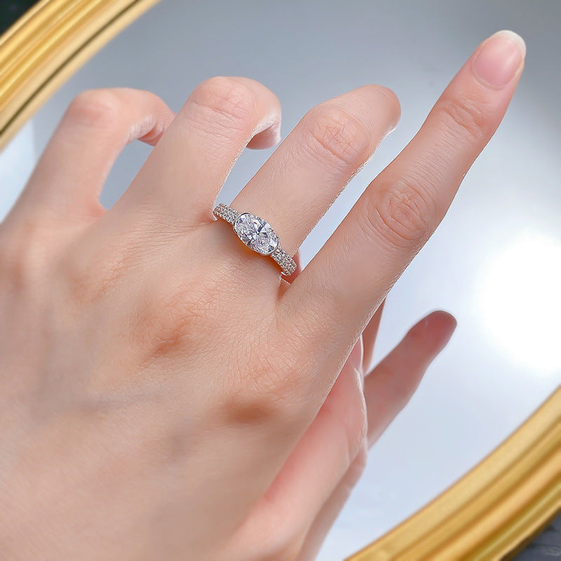 925 Silver Oval 6*9mm White Samurai Pigeon Egg Ring