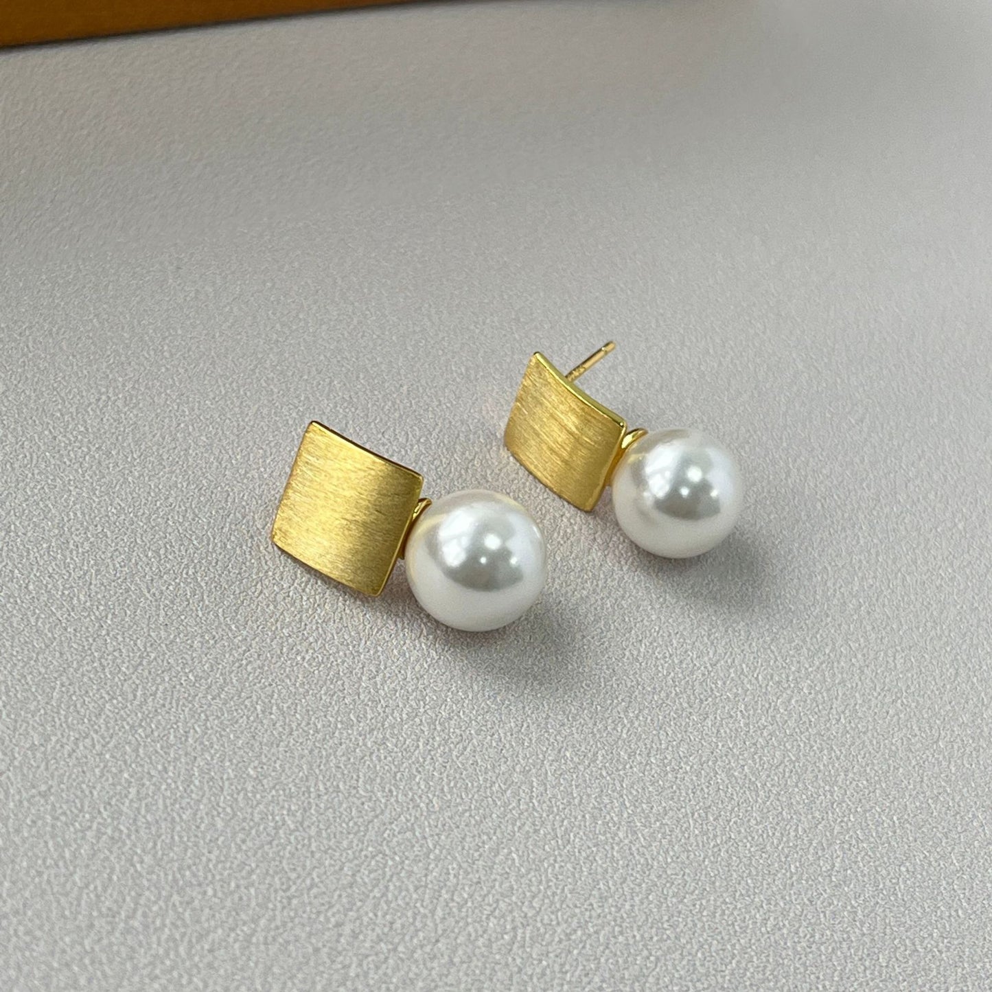 925 silver shellfish beads matte brushed stud earrings
