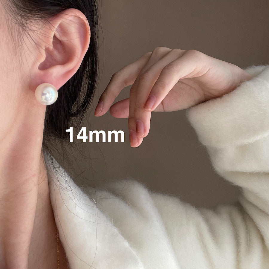 925 silver needle dazzling artificial crystal large pearl stud earrings