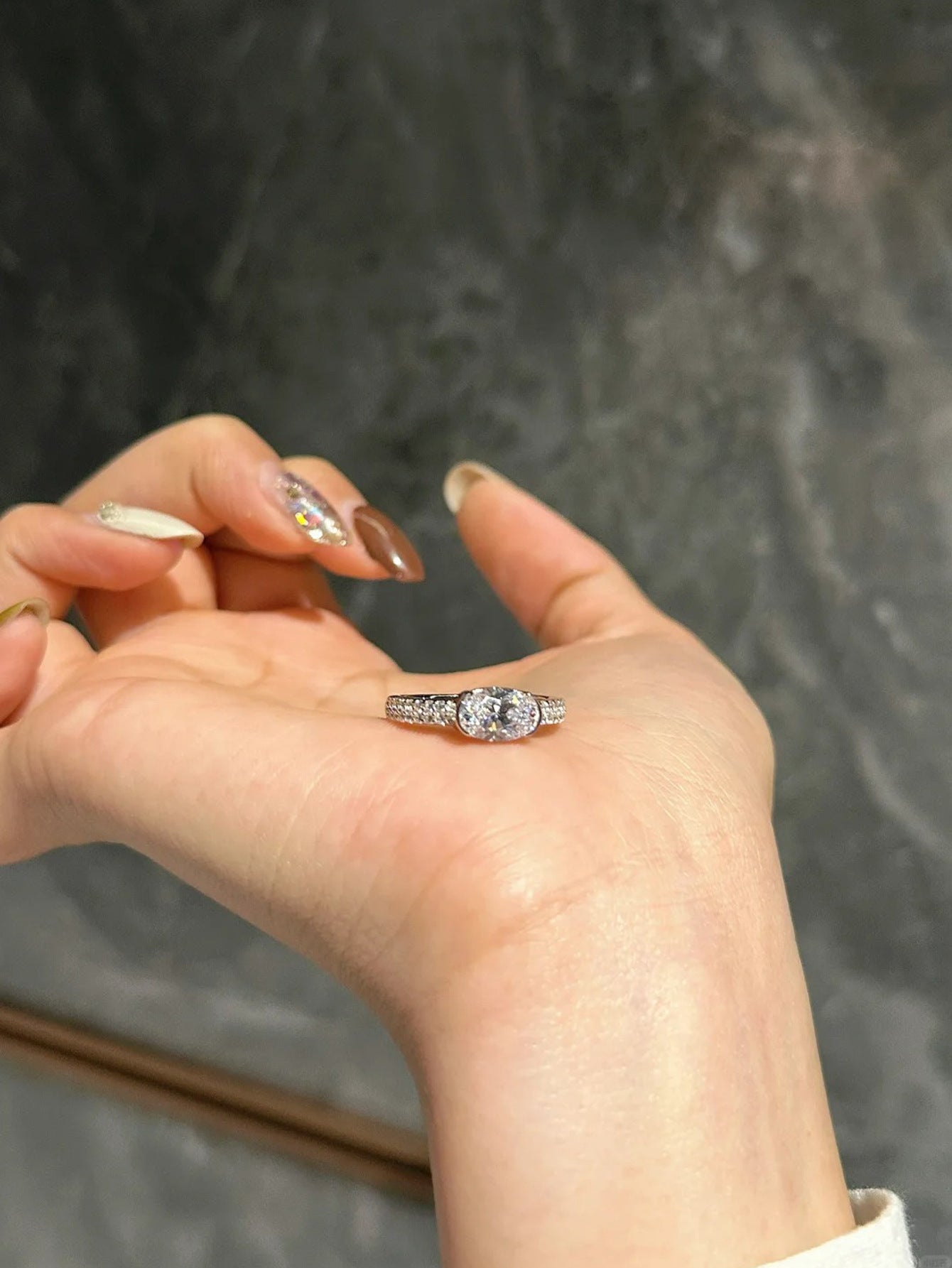 925 Silver Oval 6*9mm White Samurai Pigeon Egg Ring