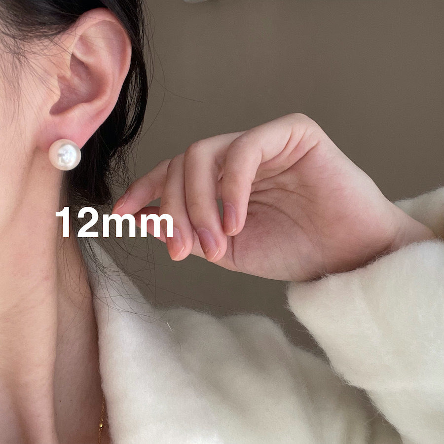 925 silver needle dazzling artificial crystal large pearl stud earrings