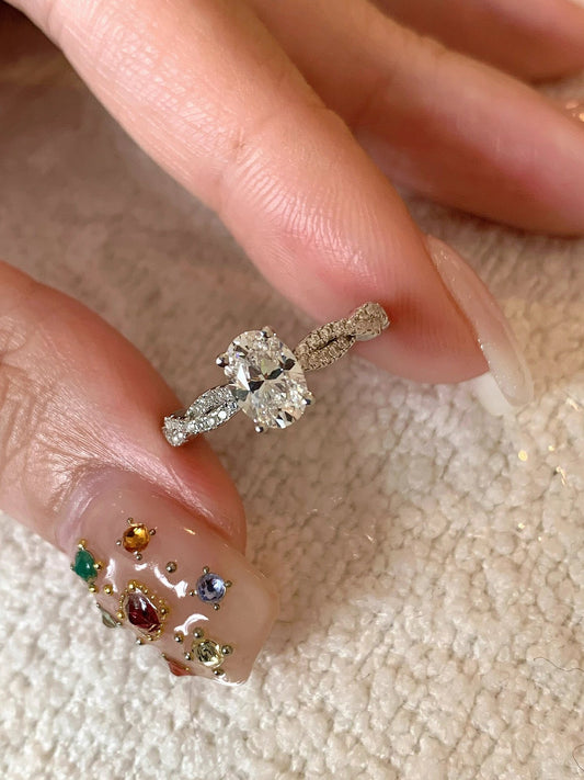 925 Silver 5*7 Pigeon Egg High Carbon Diamond Ring