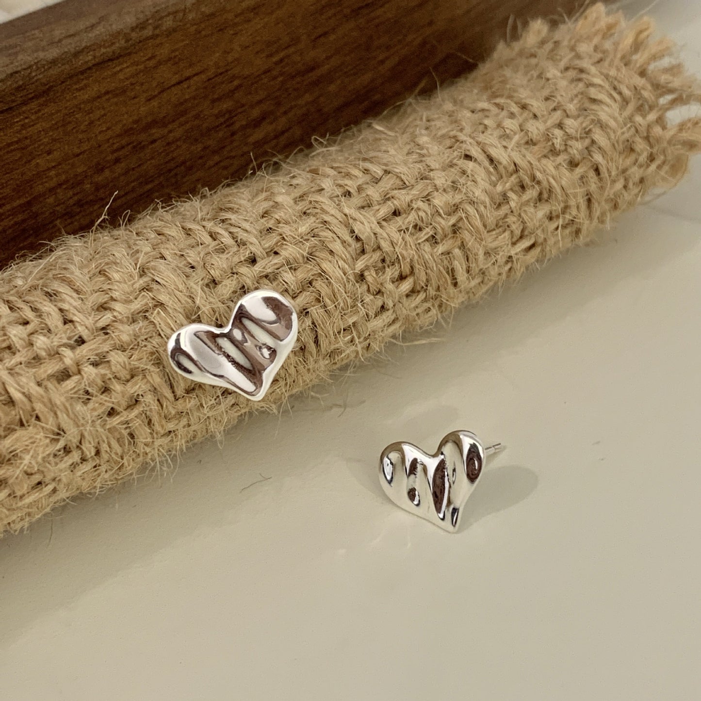 925 Silver Ripple Love Stud Earrings