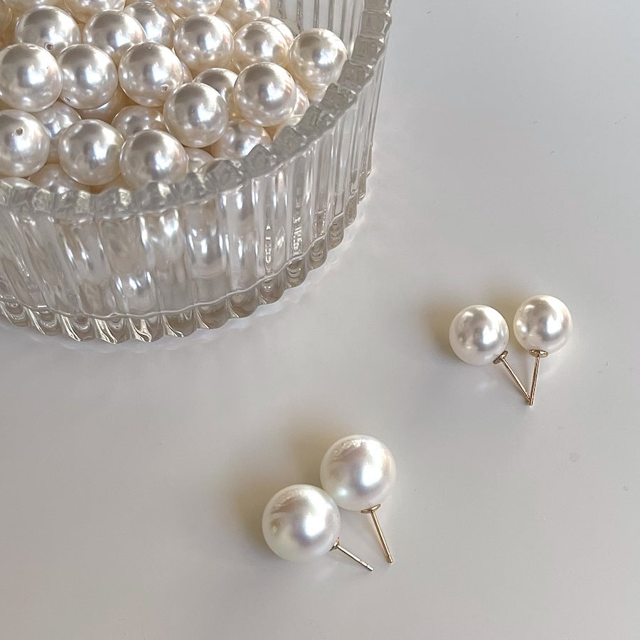 925 silver needle dazzling artificial crystal large pearl stud earrings
