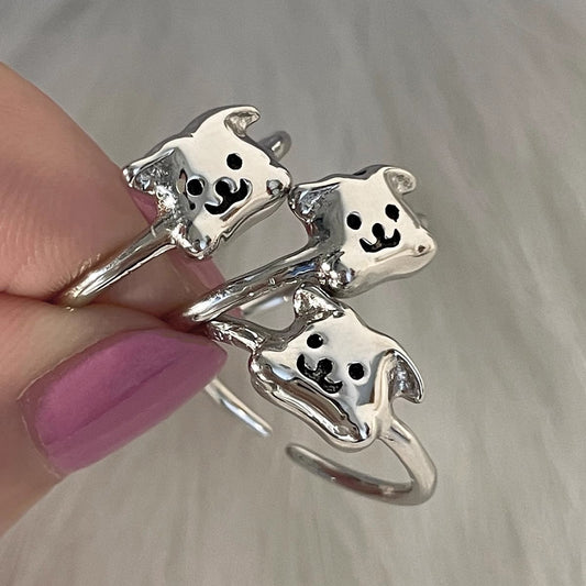 925 Silver Cartoon Puppy Ring