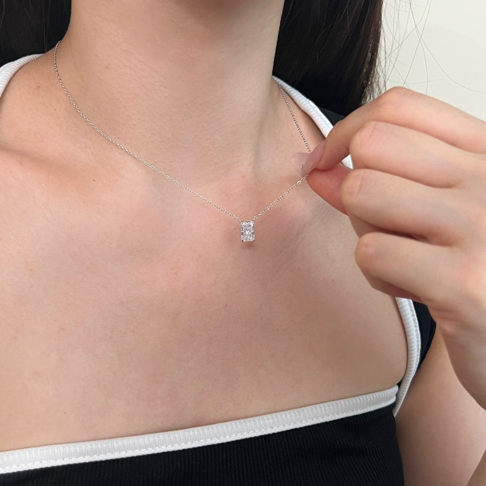 925 Sterling Silver Sugar Cubes 8A Ice Flower Cut Zirconia Inlaid Premium Necklace