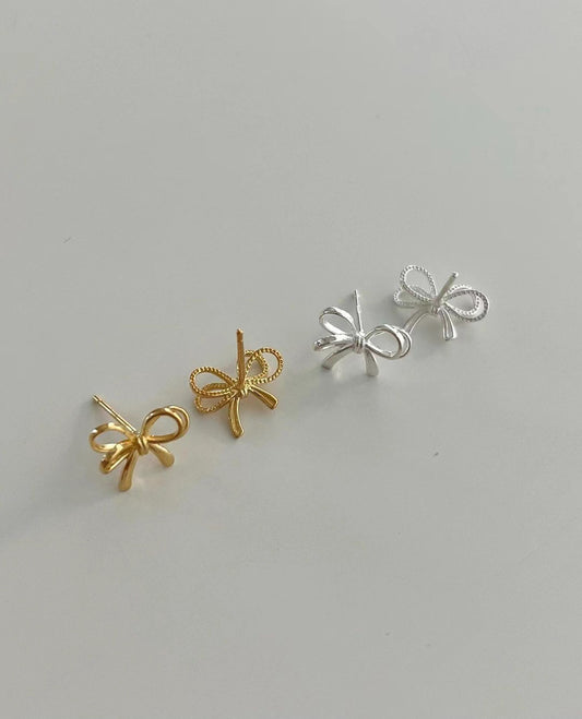 925 silver bow cut-out earrings