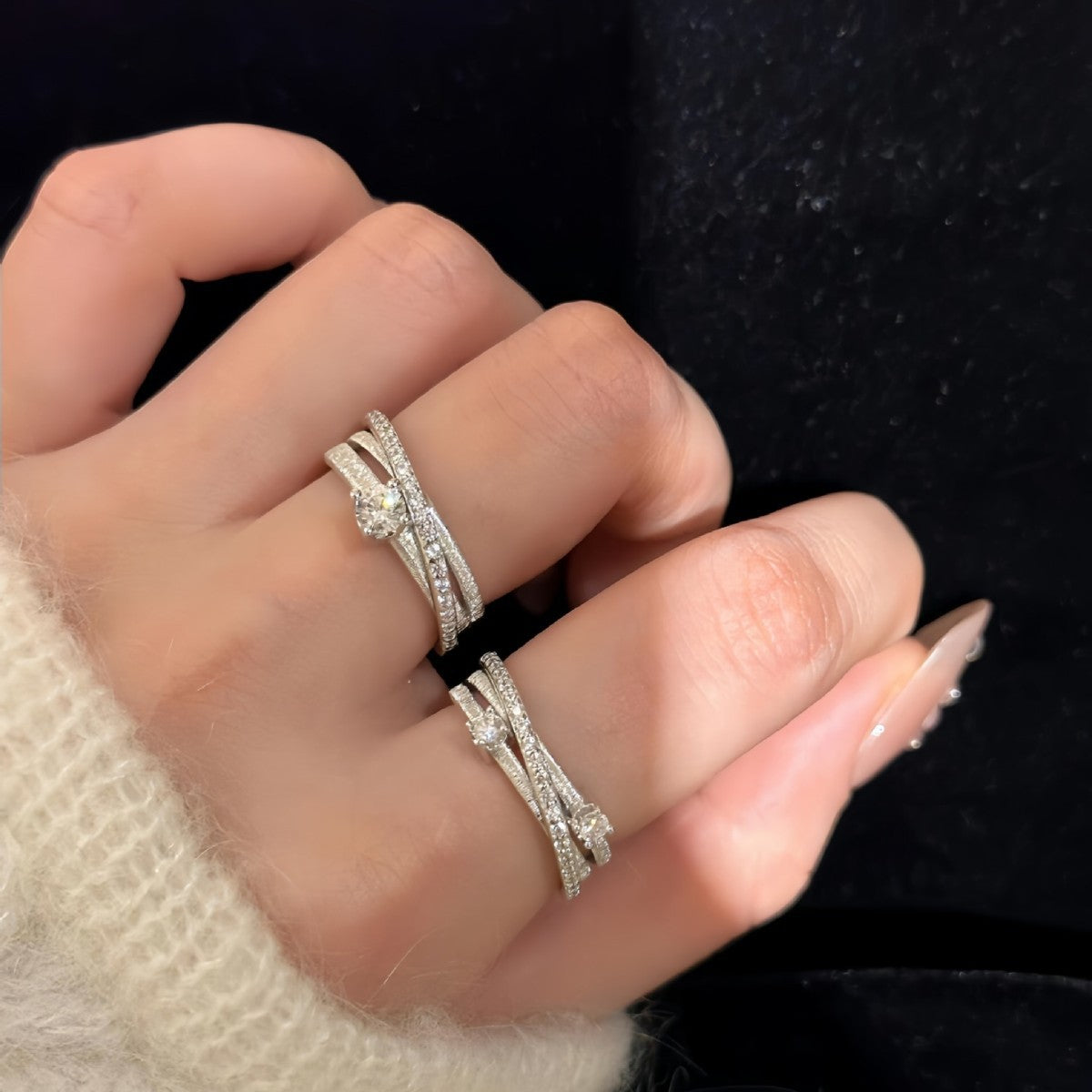 Star Odyssey ~925 Silver Surround Brushed Ring