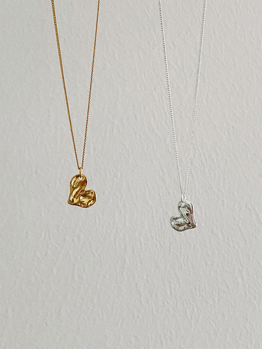 925 silver gold three-dimensional love necklace