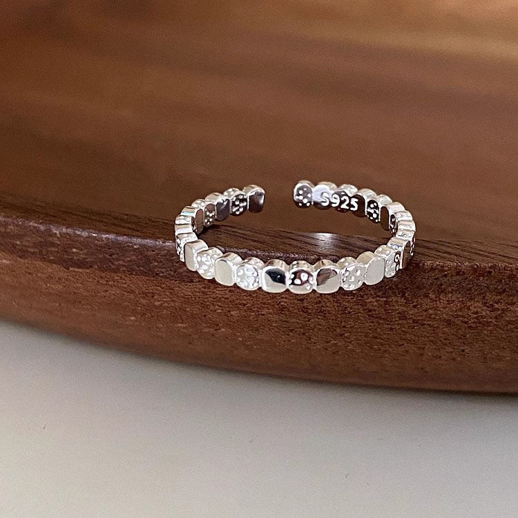 925 Silver Lava Cube Texture Ring