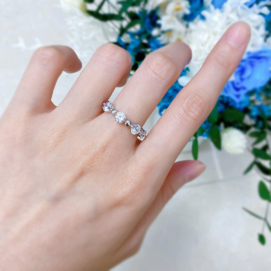 925 Silver Bead Diamond Ring