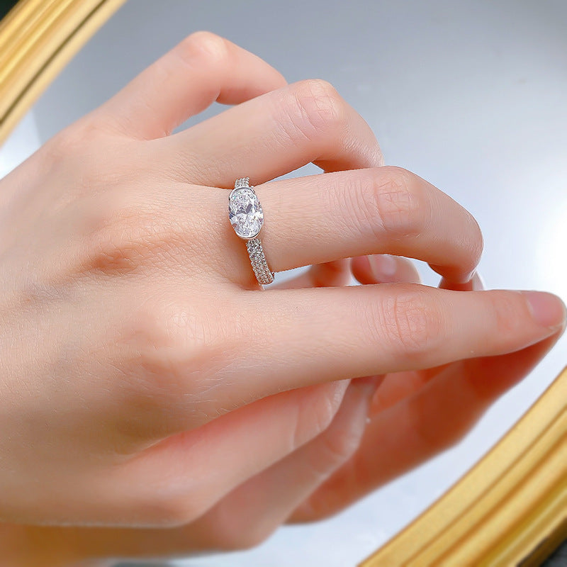 925 Silver Oval 6*9mm White Samurai Pigeon Egg Ring