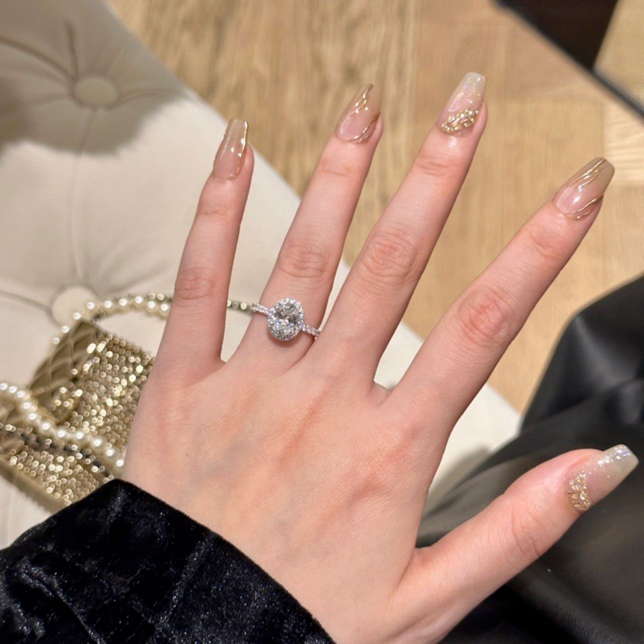 925 Silver Pigeon Egg 7*9 High Carbon Diamond Ring