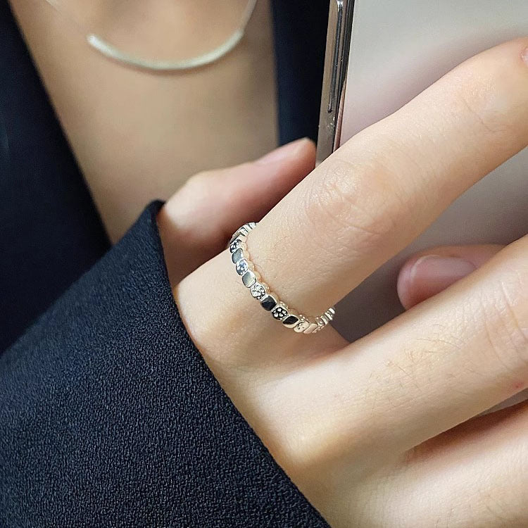 925 Silver Lava Cube Texture Ring