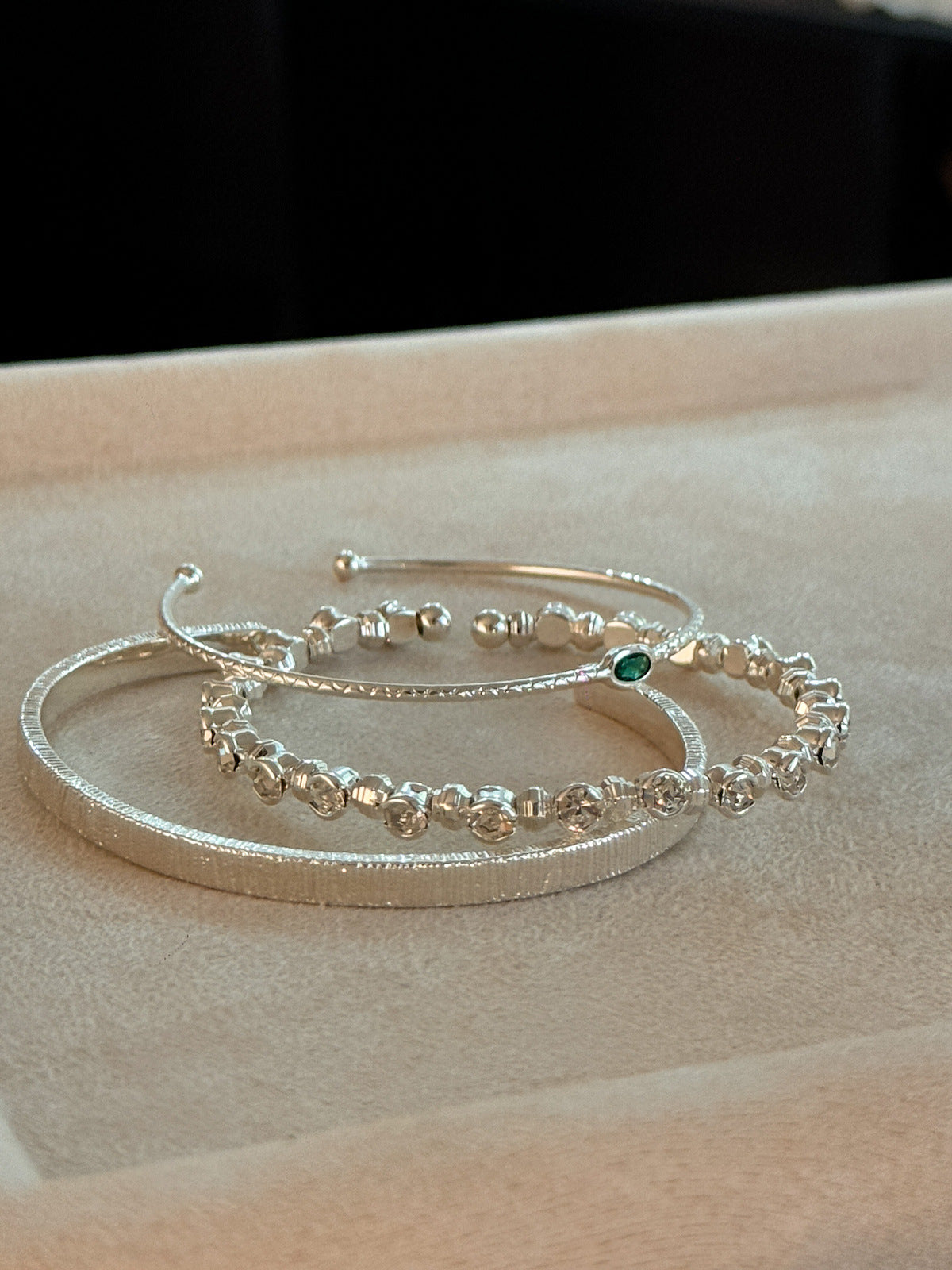 Silver zircon thin bracelet vertical half bracelet bracelet Beaded bracelet