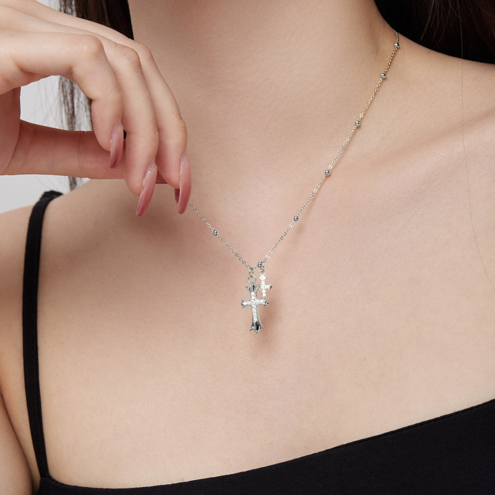 925 sterling silver cross zirconia opal pearl necklace