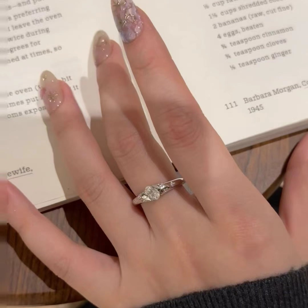 925 silver plated white gold one-carat high-carbon diamond ring