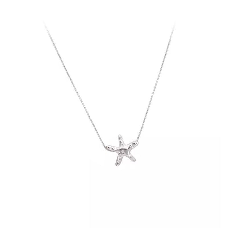 925 silver textured lava starfish necklace