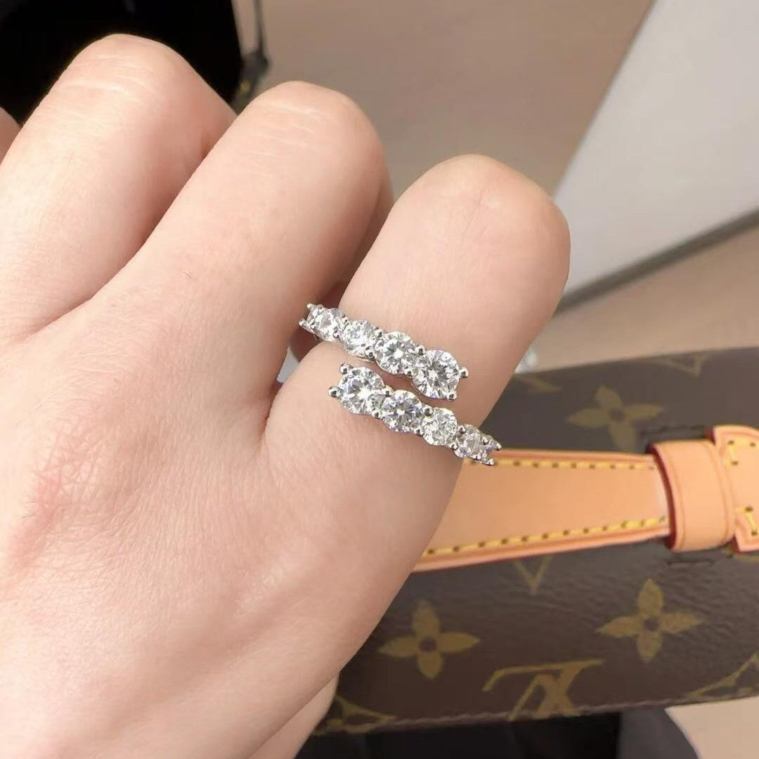 925 Silver 6.5mm Round High Carbon Diamond Ring