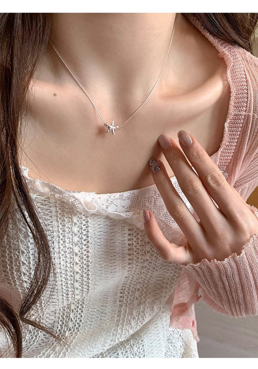 925 silver textured lava starfish necklace