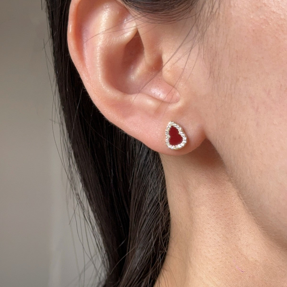 Red agate white fritillary mini gourd earrings