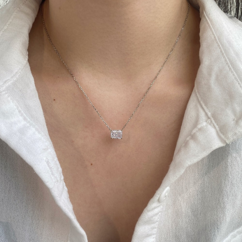 925 Sterling Silver Sugar Cubes 8A Ice Flower Cut Zirconia Inlaid Premium Necklace