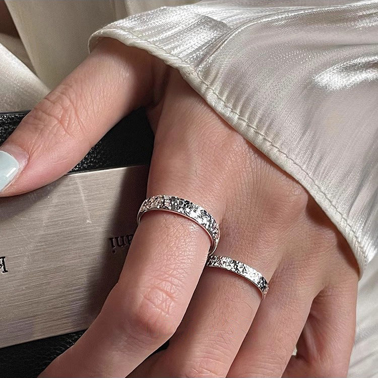 999 foot silver sparkling sequin ring