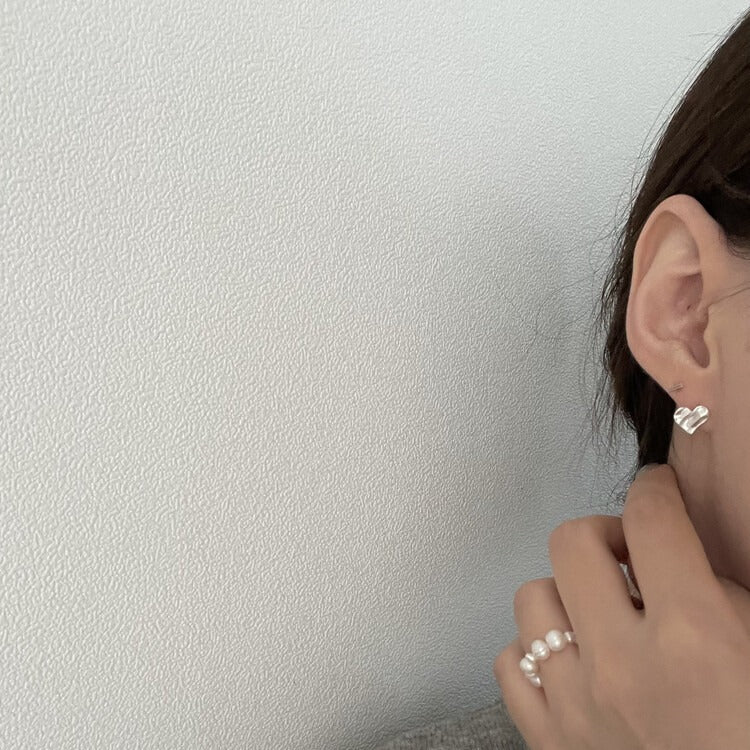 925 Silver Ripple Love Stud Earrings