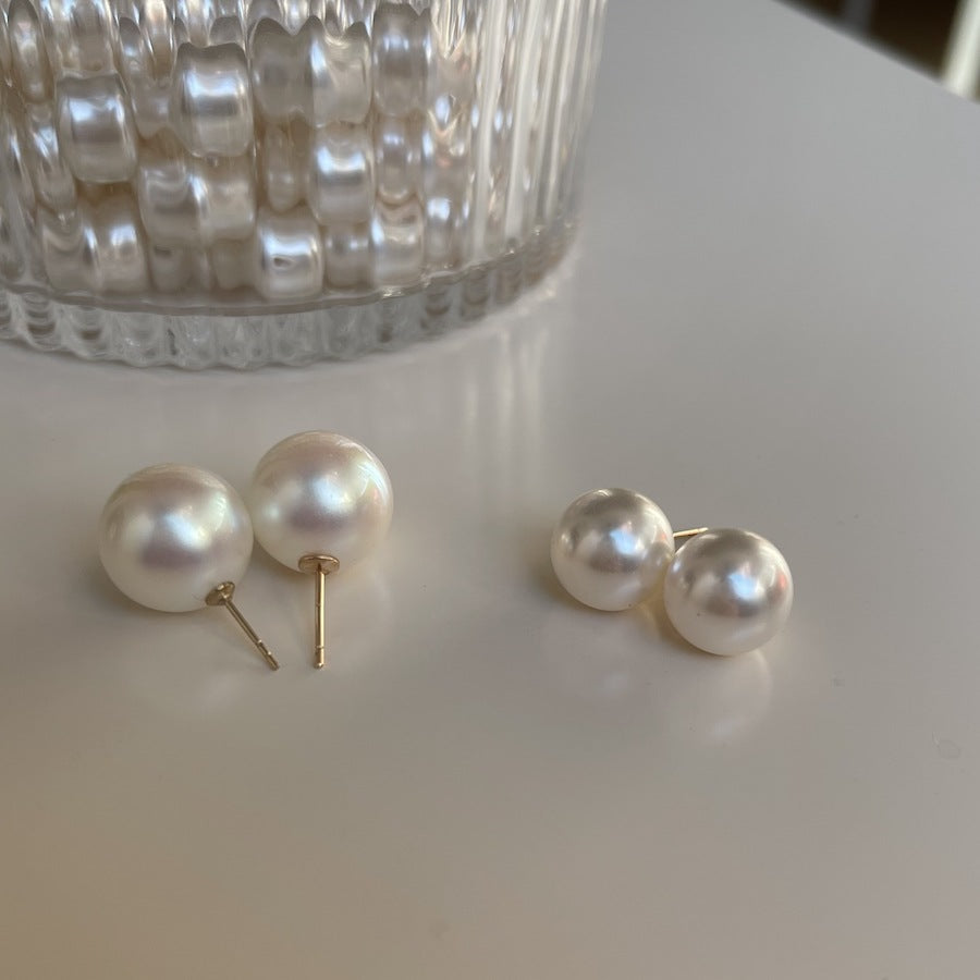 925 silver needle dazzling artificial crystal large pearl stud earrings