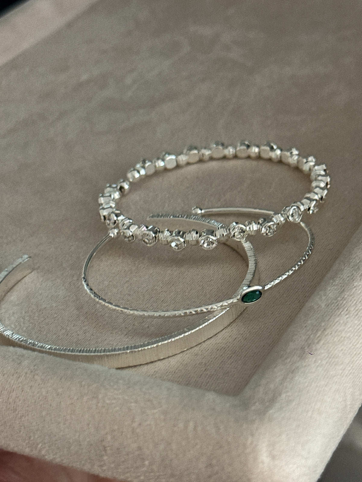 Silver zircon thin bracelet vertical half bracelet bracelet Beaded bracelet