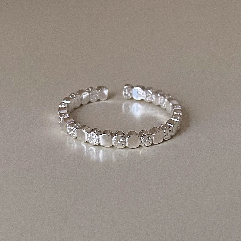 925 Silver Lava Cube Texture Ring