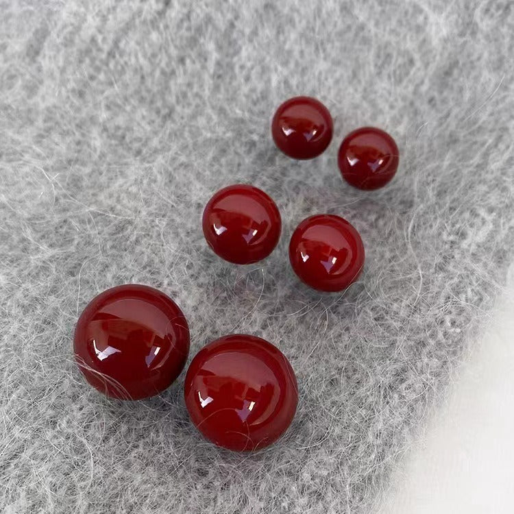 Burgundy drop glazed 925 silver pin stud earrings