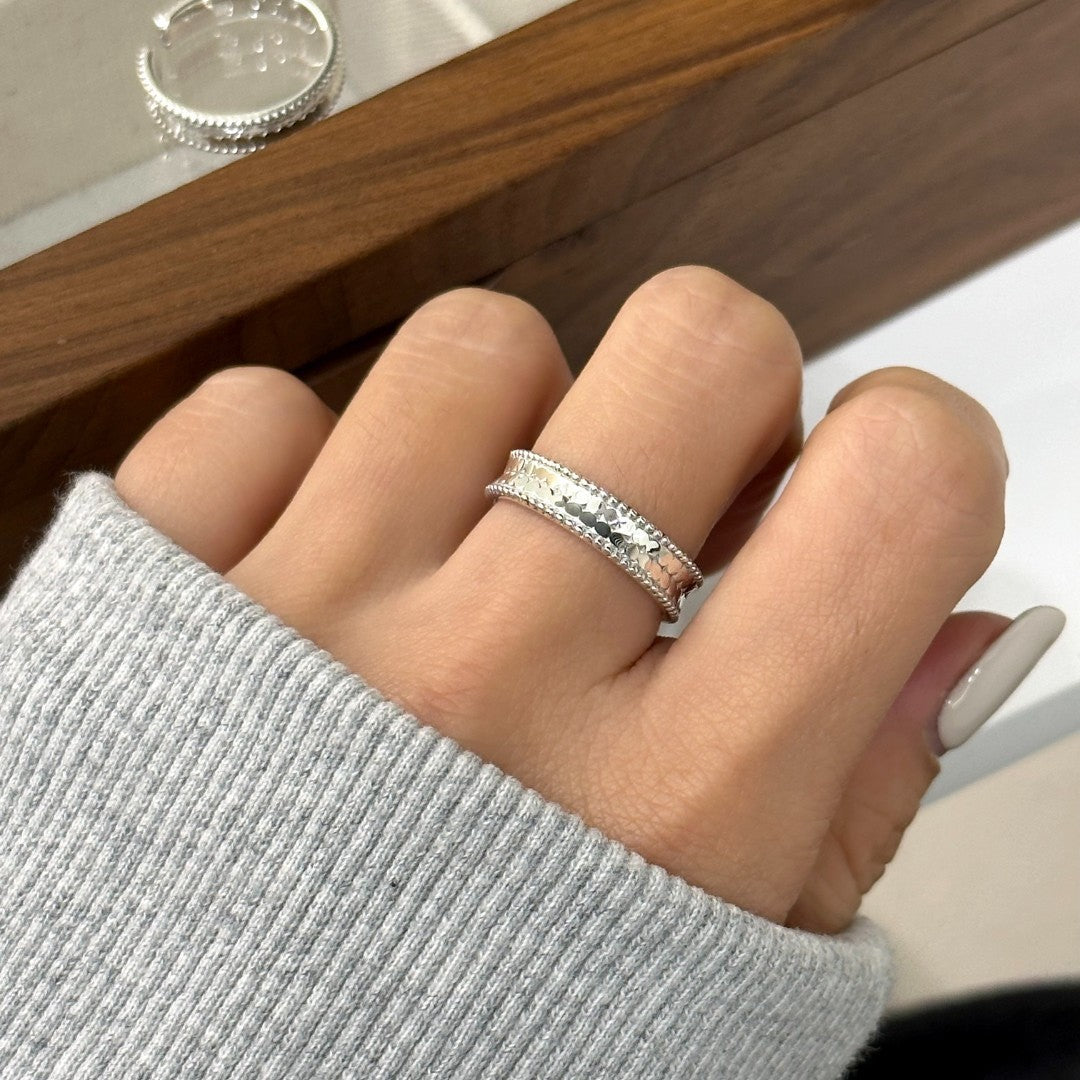 925 silver glitter fish scale ring