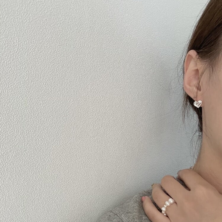 925 Silver Ripple Love Stud Earrings