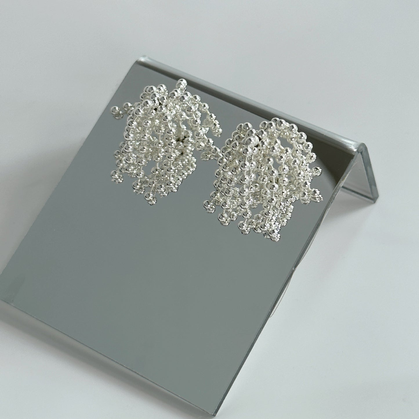 INS titanium steel bead tassel earrings