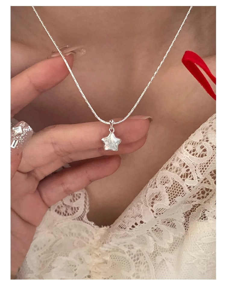 925 Silver Lucky Smile Star Snake Bone Necklace