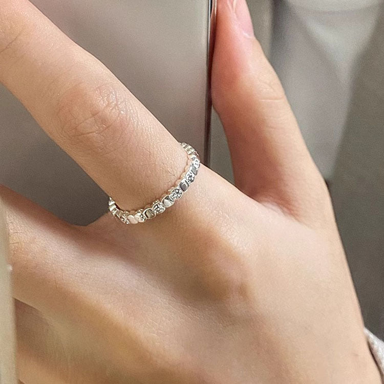 925 Silver Lava Cube Texture Ring