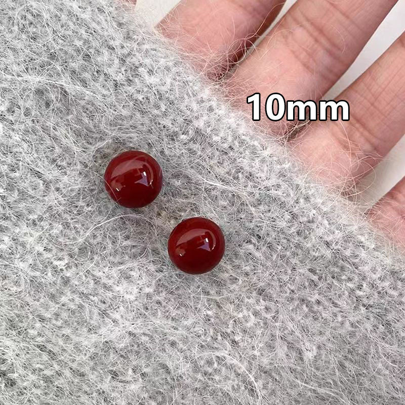 Burgundy drop glazed 925 silver pin stud earrings