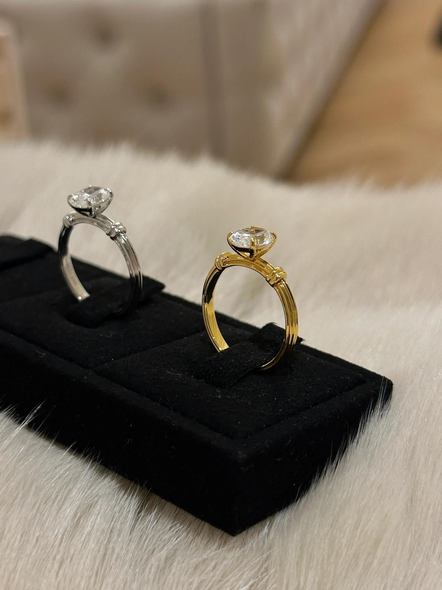 925 silver gold-plated 6*8mm knotted solitaire diamond ring