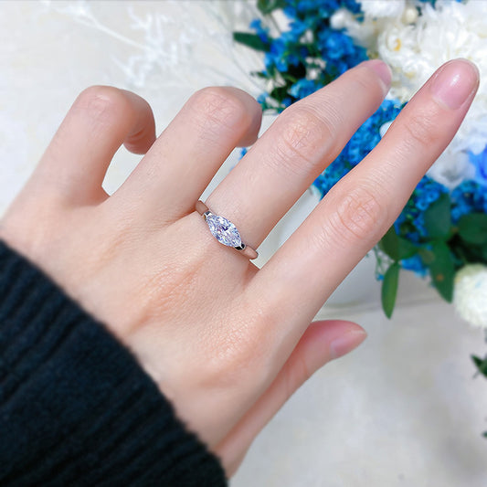 925 Silver Marquise High Carbon Diamond Ring