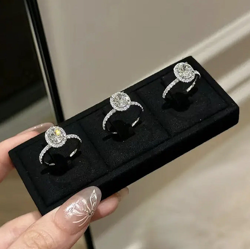 925 Silver Pigeon Egg 7*9 High Carbon Diamond Ring