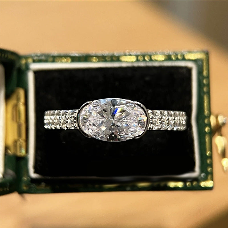 925 Silver Oval 6*9mm White Samurai Pigeon Egg Ring