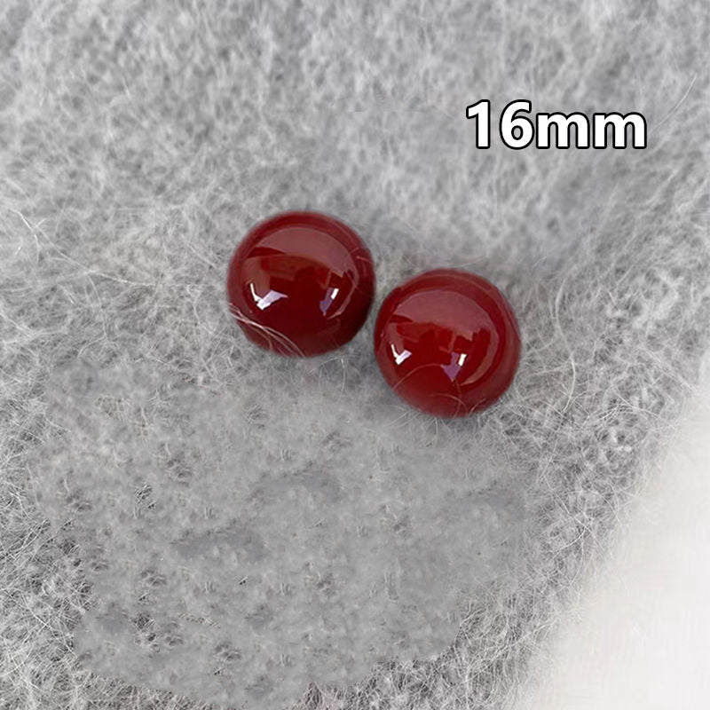 Burgundy drop glazed 925 silver pin stud earrings