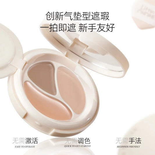 Triple action air cushion concealer cover spots acne marks dark circles brighten