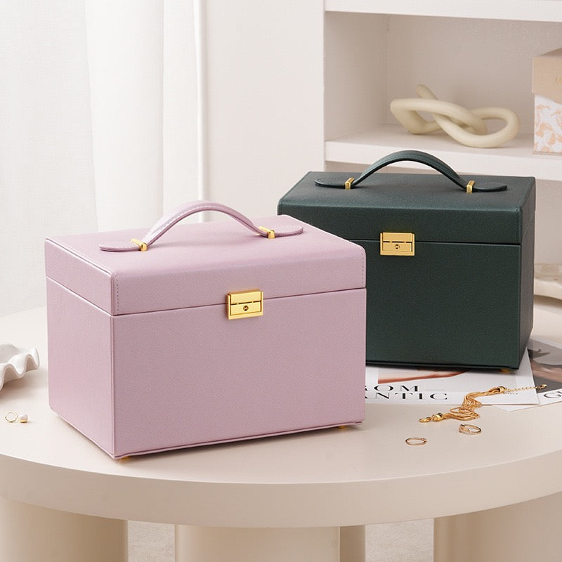 High-end multi-layered jewelry box, large capacity desktop jewelry box, necklace, earring, stud ring storage box