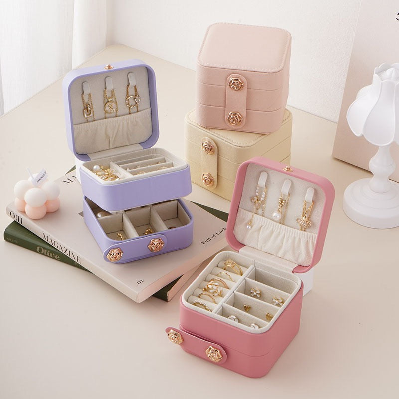 Jewelry box, travel jewelry storage box, earrings, rings, mini jewelry box, portable leather necklace gift box